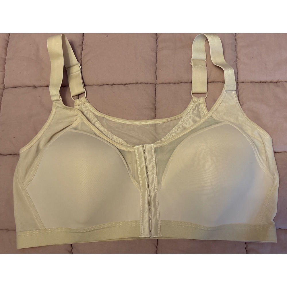 NEW Full Figure Front‎ Closure Full Support Bra Beige Wireless Plus Size 5XL